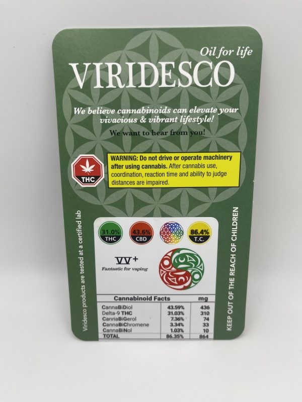 Viridesco - 1:1 CBD:THC Honey Oil Carts (1 Gram) - Image 3